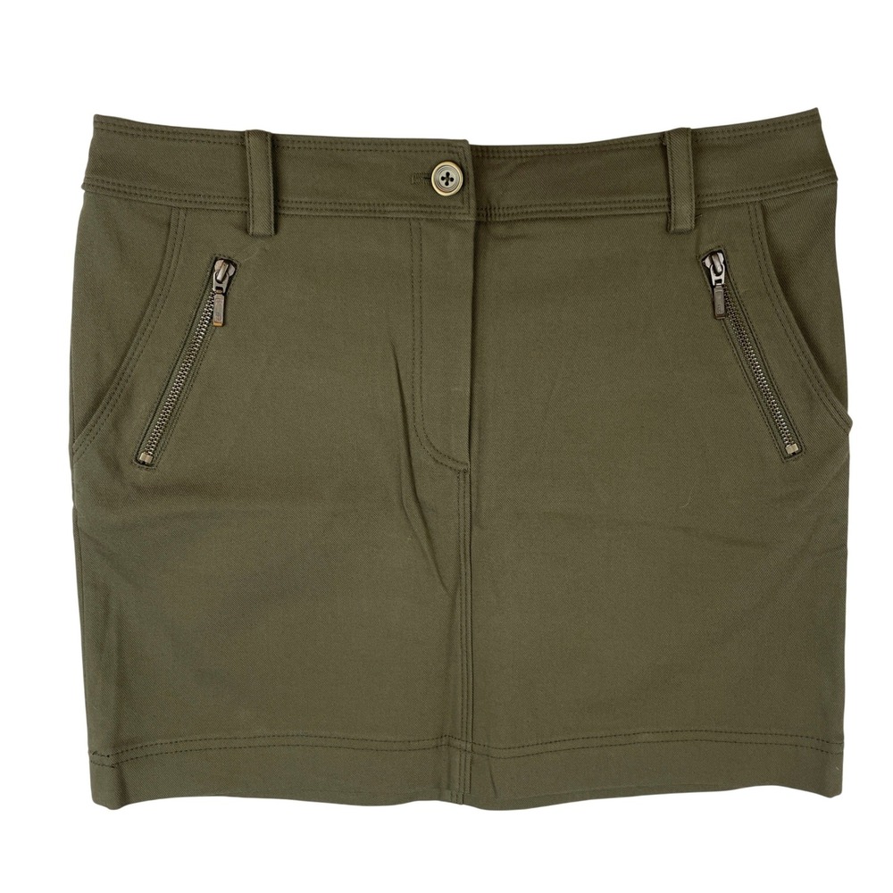 iROO MODERATO Olive Green Cargo Skirt Utility Zipper Pockets Size 40